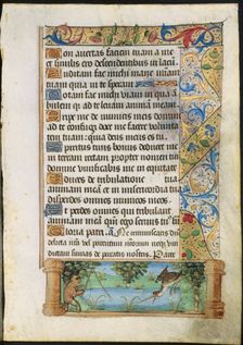 Leaf from a Book of Hours: Ape Fishing, c. 1500-1510. Creator: Unknown