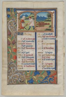Leaf from a Book of Hours: Calendar Page for June (verso), c. 1510. Creator: Unknown
