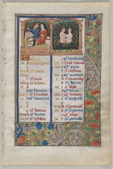 Leaf from a Book of Hours: Calendar Page for May (recto) and Calendar Page for June..., c. 1510. Creator: Unknown