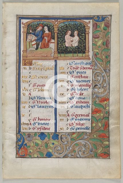 Leaf from a Book of Hours: Calendar Page for May (recto) and Calendar Page for June..., c. 1510. Creator: Unknown.