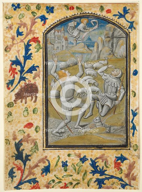 Leaf from a Book of Hours: Coronation of the Virgin, c. 1470-1480. Creator: Guillaume Vrelant (Flemish, c. 1454-1481).