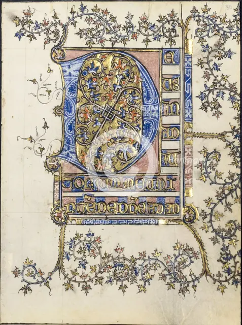 Leaf from a Book of Hours: Initial D, c. 1400. Creator: Unknown.