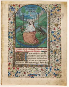 Leaf from a Book of Hours: John on Patmos (1 of 2 Excised Leaves), c. 1465. Creator: Master of Jacques de Luxembourg (French)