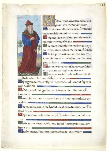 Leaf from a Book of Hours: King David, c. 1500. Creator: Jean Bourdichon (French, c. 1457-1521), circle of.