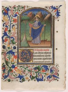 Leaf from a Book of Hours: Saint James the Greater, c. 1440-1450. Creator: Master of the Gold Scrolls (Belgian)