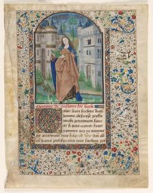 Leaf from a Book of Hours: St. Barbara (2 of 2 Excised Leaves), c. 1465. Creator: Master of Jacques de Luxembourg (French)