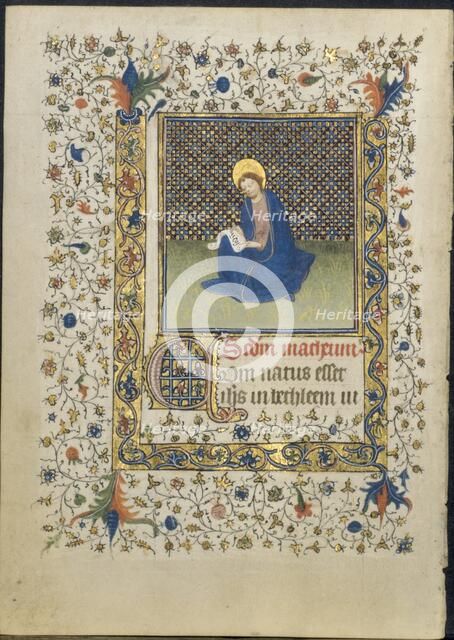 Leaf from a Book of Hours: St. Matthew, c. 1415-20. Creator: Limbourg Brothers (Netherlandish), follower of.