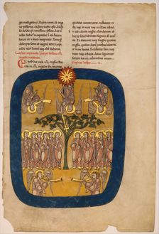 Leaf from a Beatus Manuscript: Angels Restrain the Four Winds..., ca. 1180. Creator: Unknown