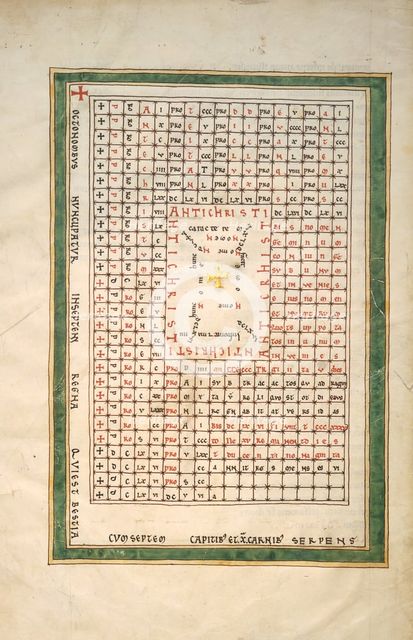 Leaf from a Beatus Manuscript: Table of the Antichrist, ca. 1180. Creator: Unknown.
