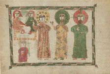 Leaf from a Gospel Book with Four Standing Evangelists, Armenian, 1290-1330. Creator: Unknown