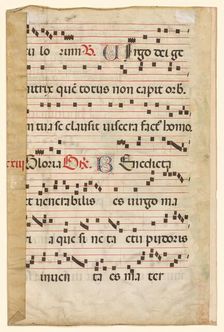 Leaf from a Gradual with Music (verso), c. 1420-1450. Creator: Unknown