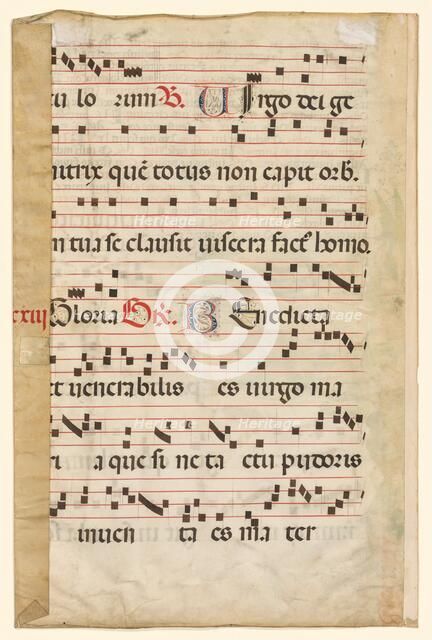 Leaf from a Gradual with Music (verso), c. 1420-1450. Creator: Unknown.
