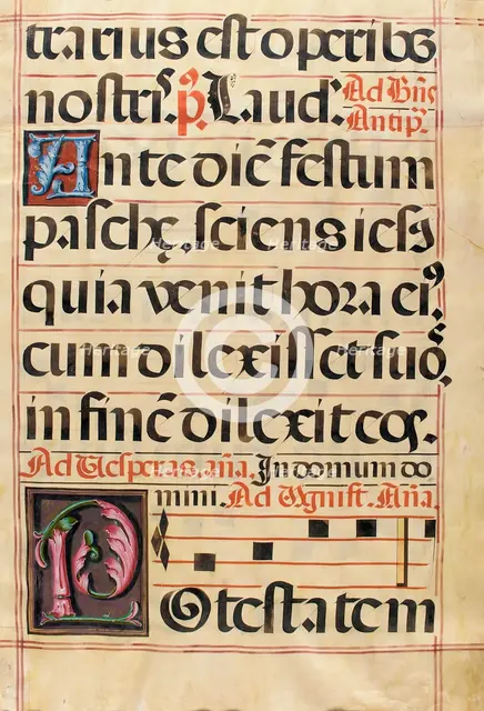 Leaf from a Gradual with the Initials 'A' and 'P', 16th century. Creator: Unknown.