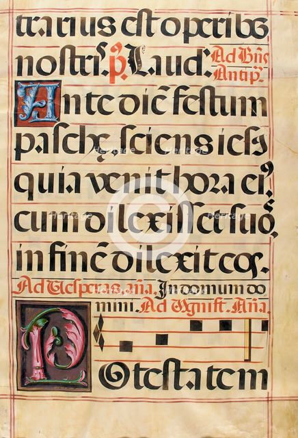Leaf from a Gradual with the Initials 'A' and 'P', 16th century. Creator: Unknown.