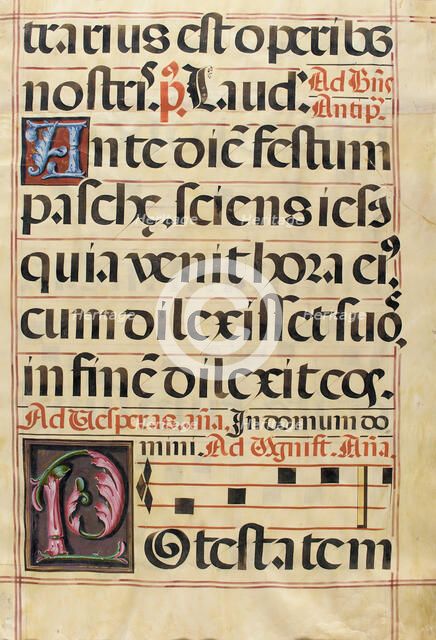 Leaf from a Gradual with the Initials 'A' and 'P', 16th century. Creator: Unknown.