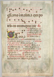 Leaf from a Gradual: Decorated Initial (verso), c. 1480. Creator: Jacopo Filippo d Argenta (Italian, 1501)