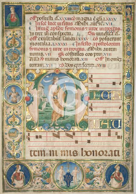 Leaf from a Gradual: Initial (M) with St. Andrew (recto), c. 1480. Creator: Jacopo Filippo d' Argenta (Italian, 1501).