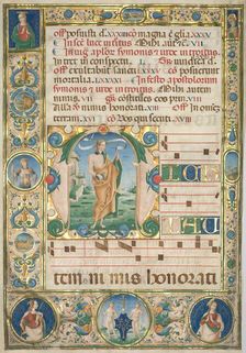 Leaf from a Gradual: Initial (M) with St. Andrew (recto), c. 1480. Creator: Jacopo Filippo d Argenta (Italian, 1501)