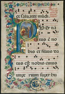 Leaf from a Gradual: Initial P with the Nativity, c. 1500. Creator: Attavante degli Attavanti (Italian, c. 1452-c. 1525); Workshop