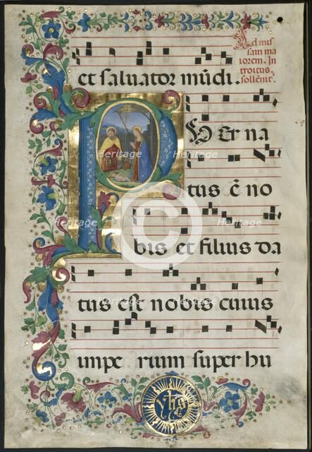 Leaf from a Gradual: Initial P with the Nativity, c. 1500. Creator: Attavante degli Attavanti (Italian, c. 1452-c. 1525); Workshop.