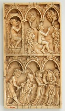 Leaf from a Diptych with two scenes from the Life of a Saint, British, 14th century style - modern c Creator: Unknown