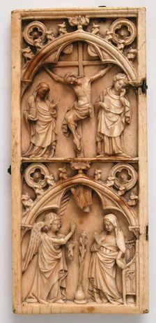 Leaf from a Diptych with the Crucifixion and Annunciation, French, ca. 1300-1350. Creator: Unknown