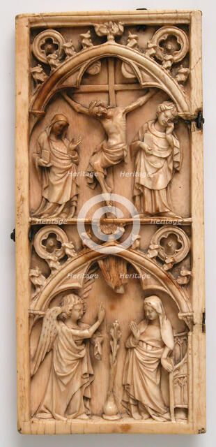 Leaf from a Diptych with the Crucifixion and Annunciation, French, ca. 1300-1350. Creator: Unknown.