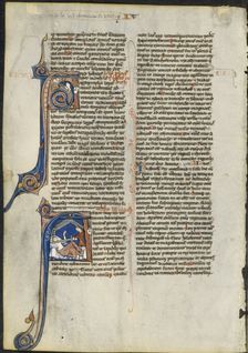 Leaf from a Latin Bible: Initial A and Initial A: Judith Beheading Holofernes, c. 1230-1240. Creator: Leber Group (French), circle or workshop of