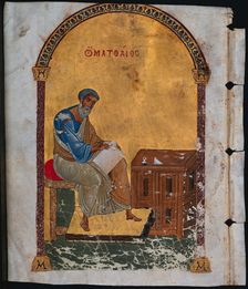 Leaf from a Lectionary with St. Matthew, 1057-1063. Creator: Unknown