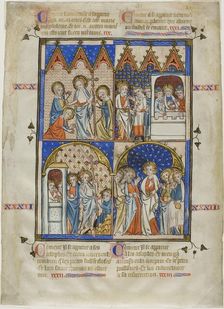 Leaf from a Picture Cycle: Christ Appearing to the Three Marys, Christ and the Pilgrims..., 1325/50. Creator: Unknown