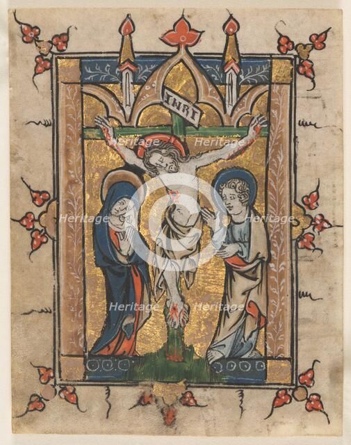 Leaf from a Psalter: The Crucifixion, c. 1300-1330. Creator: Unknown.