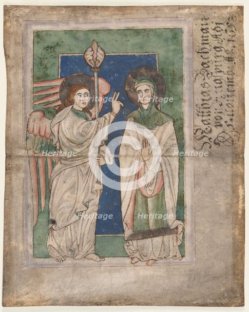 Leaf from a Psalter(?): Annunciation, early 1200s. Creator: Unknown.