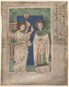Leaf from a Psalter(?): Annunciation (recto); Leaf from a Psalter: Nativity (verso), early 1200s. Creator: Unknown