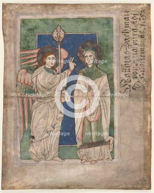 Leaf from a Psalter(?): Annunciation (recto); Leaf from a Psalter: Nativity (verso), early 1200s. Creator: Unknown.