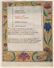 Leaf from a Psalter and Prayerbook: Calendar Page with Peasant (recto), c. 1524. Creator: Unknown