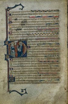 Leaf from a Psalter: Historiated Initial D with The Trinity, c.1310. Creator: Master of the Queen Mary Psalter (English), follower of