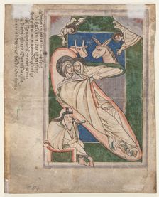 Leaf from a Psalter: Nativity (verso), early 1200s. Creator: Unknown