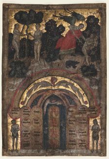 Leaf from a Volume of Johannes Andrea's "Lectura super arboris consanguinitatis..., c. 1331. Creator: Master of the Register of 1328 (Italian)