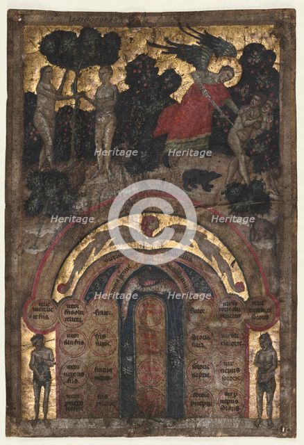 Leaf from a Volume of Johannes Andrea's "Lectura super arboris consanguinitatis..., c. 1331. Creator: Master of the Register of 1328 (Italian).