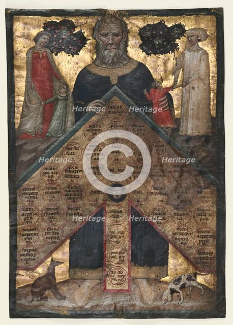 Leaf from a Volume of Johannes Andrea's "Lectura super arboris consanguinitatis..., c. 1331. Creator: Master of the Register of 1328 (Italian).