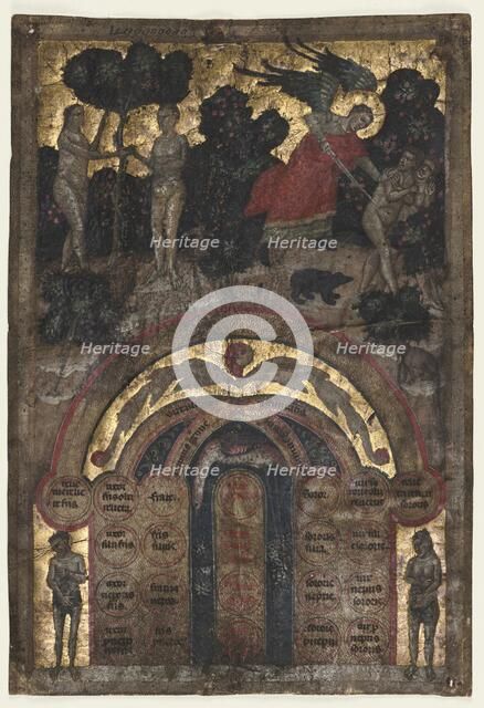 Leaf from a Volume of Johannes Andrea's "Lectura super arboris consanguinitatis..., c. 1331. Creator: Master of the Register of 1328 (Italian).