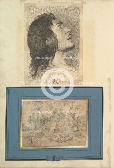 Leaf from Aedes Walpolianae mounted with a print and a drawing (a): Head in Profile..., 1620-1766. Creators: Richard Earlom, Lodewijk de Vadder.