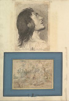 Leaf from Aedes Walpolianae mounted with a print and a drawing (a): Head in Profile..., 1620-1766. Creators: Richard Earlom, Lodewijk de Vadder