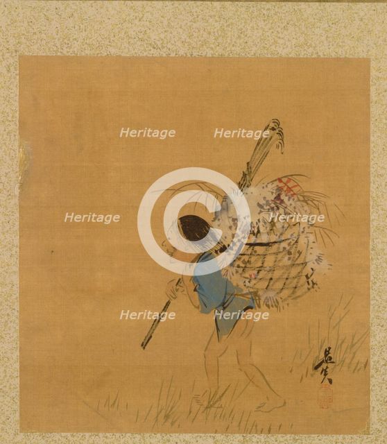 Leaf from Album of Seasonal Themes: Tea Jar and Cups, 1847. Creator: Shibata Zeshin (Japanese, 1807-1891).