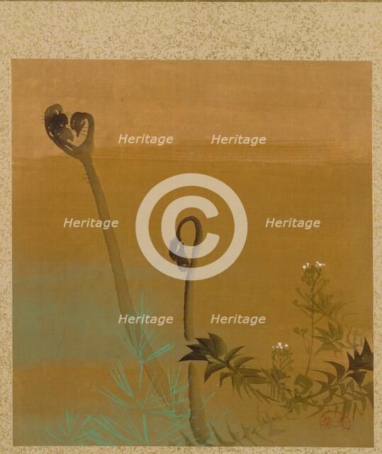 Leaf from Album of Seasonal Themes: Birds in Snow, 1847. Creator: Shibata Zeshin (Japanese, 1807-1891).