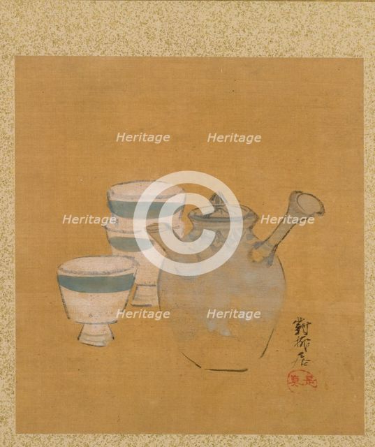 Leaf from Album of Seasonal Themes: Peasant with Basket, 1847. Creator: Shibata Zeshin (Japanese, 1807-1891).