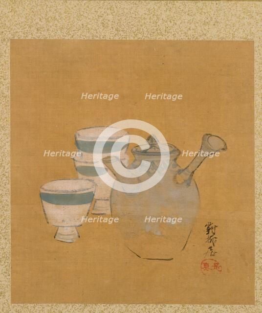 Leaf from Album of Seasonal Themes: Peasant with Basket, 1847. Creator: Shibata Zeshin (Japanese, 1807-1891).