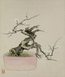 Leaf from Album Depicting Birds, Flowers, Landscapes, and Flower Pots, 1876. Creator: Yoshizawa Setsuan