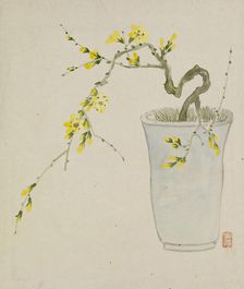 Leaf from Album Depicting Birds, Flowers, Landscapes, and Flower Pots, 1876. Creator: Yoshizawa Setsuan