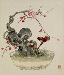 Leaf from Album Depicting Birds, Flowers, Landscapes, and Flower Pots, 1876. Creator: Yoshizawa Setsuan